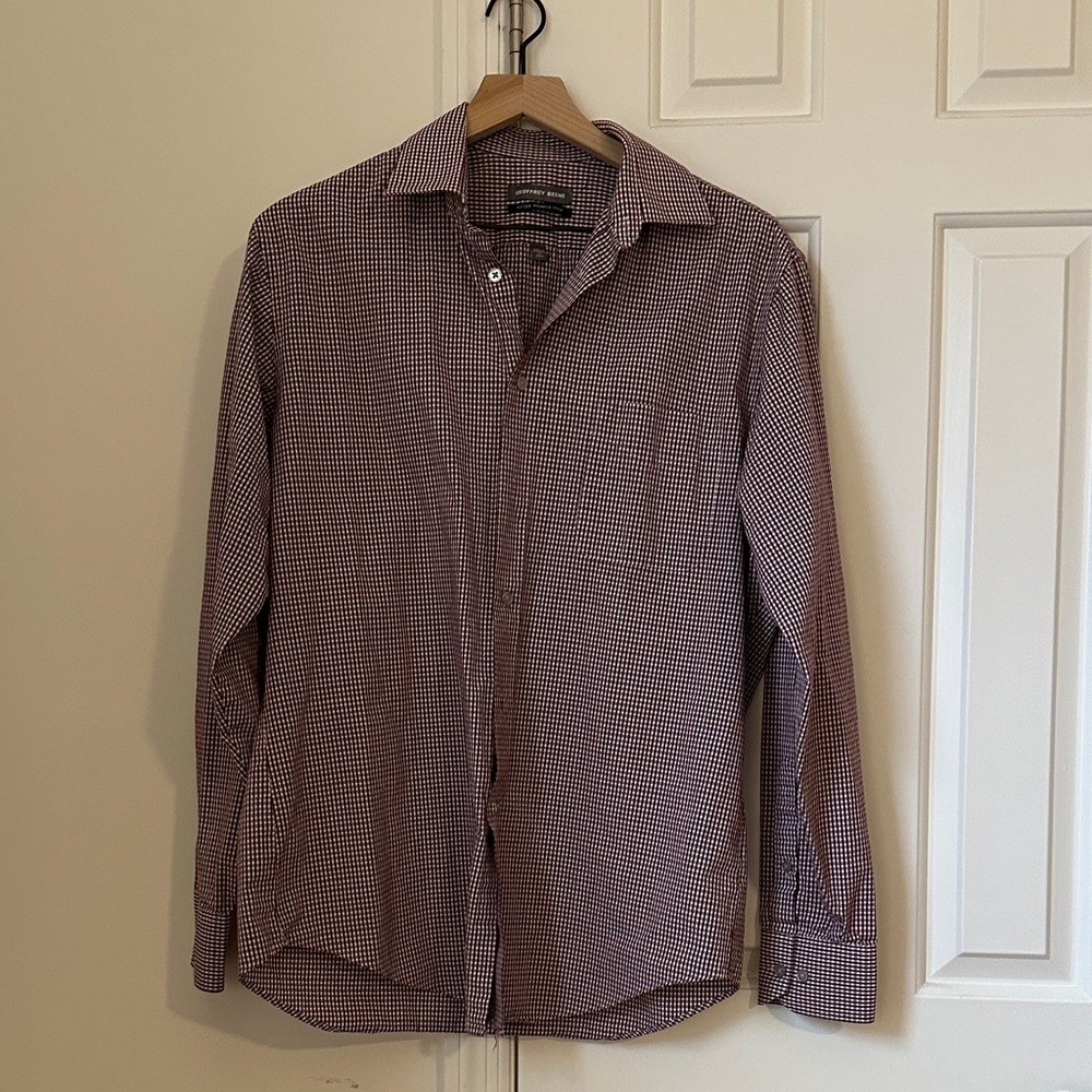 Geoffrey Beene Red and White Checkered Shirt